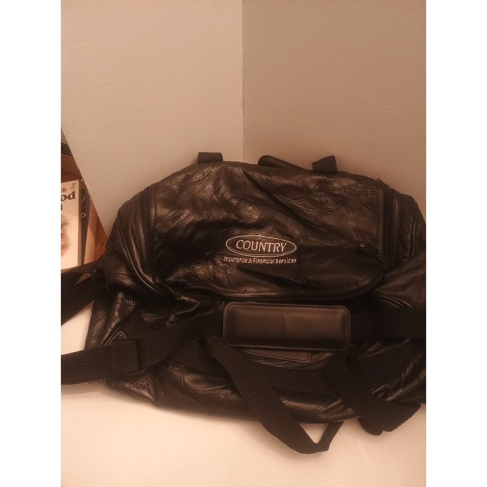 Filson Small Duffle Bag Genuine Leather Shoulder Strap And Handles Black